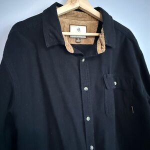 Legendary Maple brown corduroy and black flannel Button-Up Shirt for men.